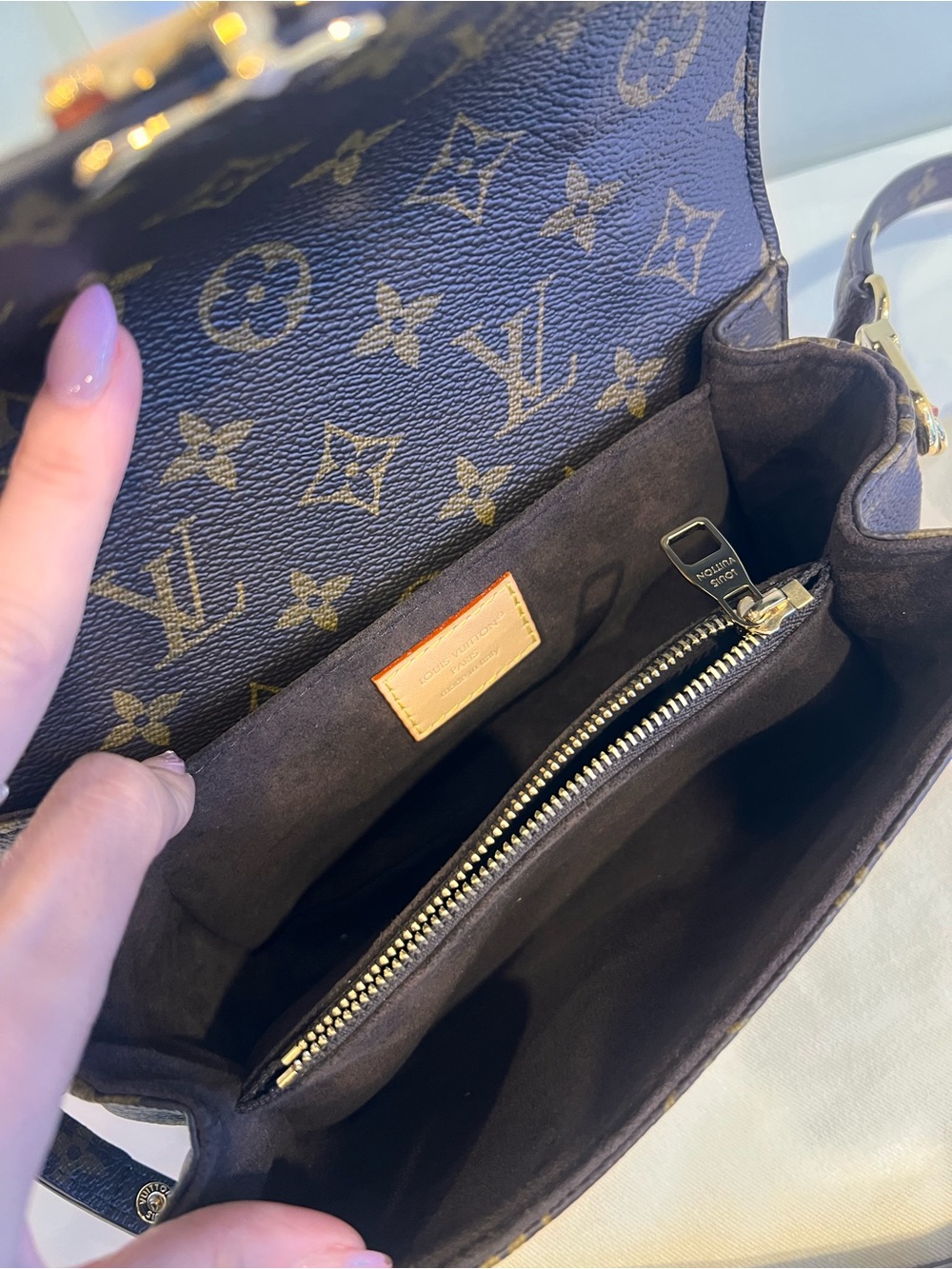 Louis Vuitton Brown Monogram Canvas Crossbody with Gold Chain - Picture 7 of 16